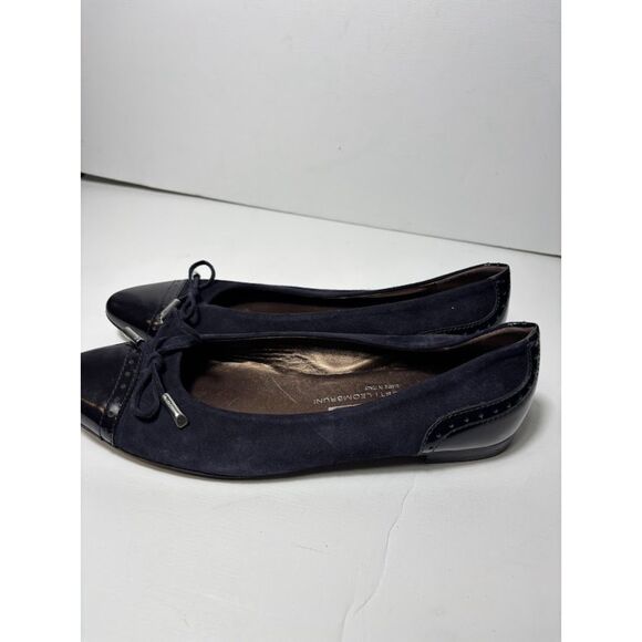 AGL Ballet Flats women's size 38.5 8 blue suede leather toe cap preppy ballerina - Picture 4 of 7